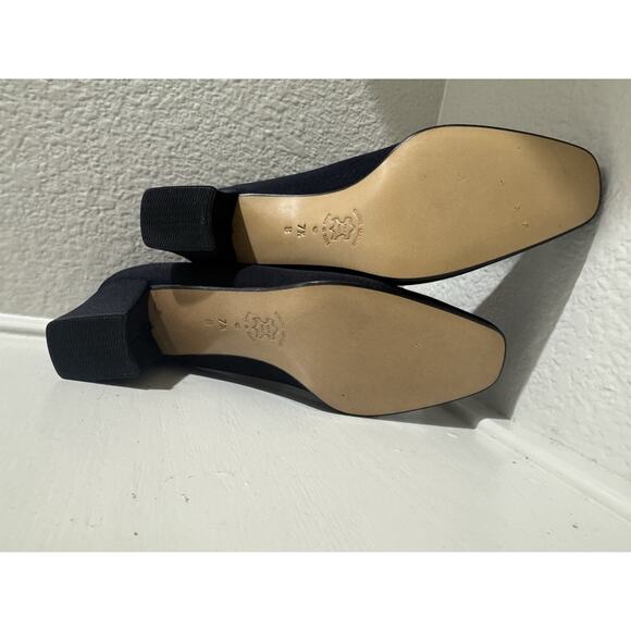 Amalfi Italy blue Fabric Block Heel Square Toe Classic Pumps - Picture 5 of 5